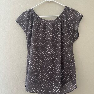 LC Lauren Conrad grey/light pink polka dot blouse